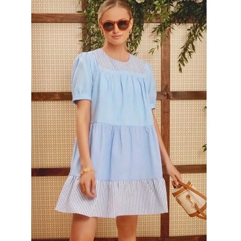 Pomander Place Tuckernuck blue striped swing dress size medium